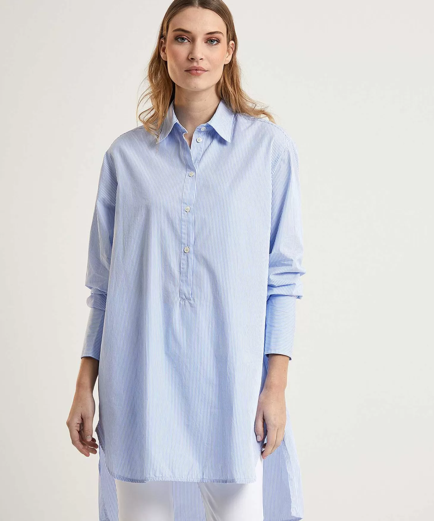 0039 ITALY Poplin Blousejurk Met Streepje Avery Cheap