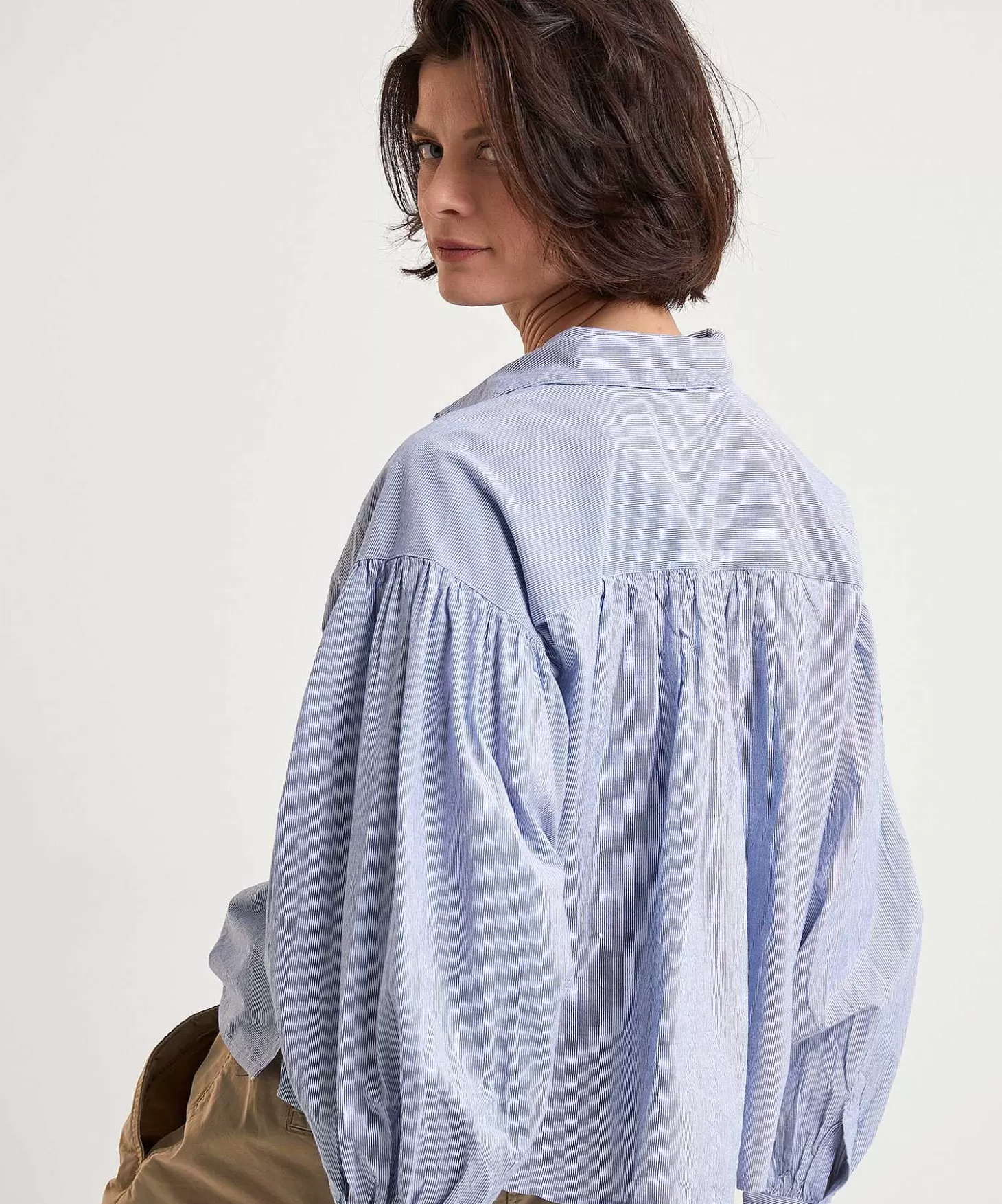 By-Bar Oversized Korte Blouse Pinstripe Sarah Sale