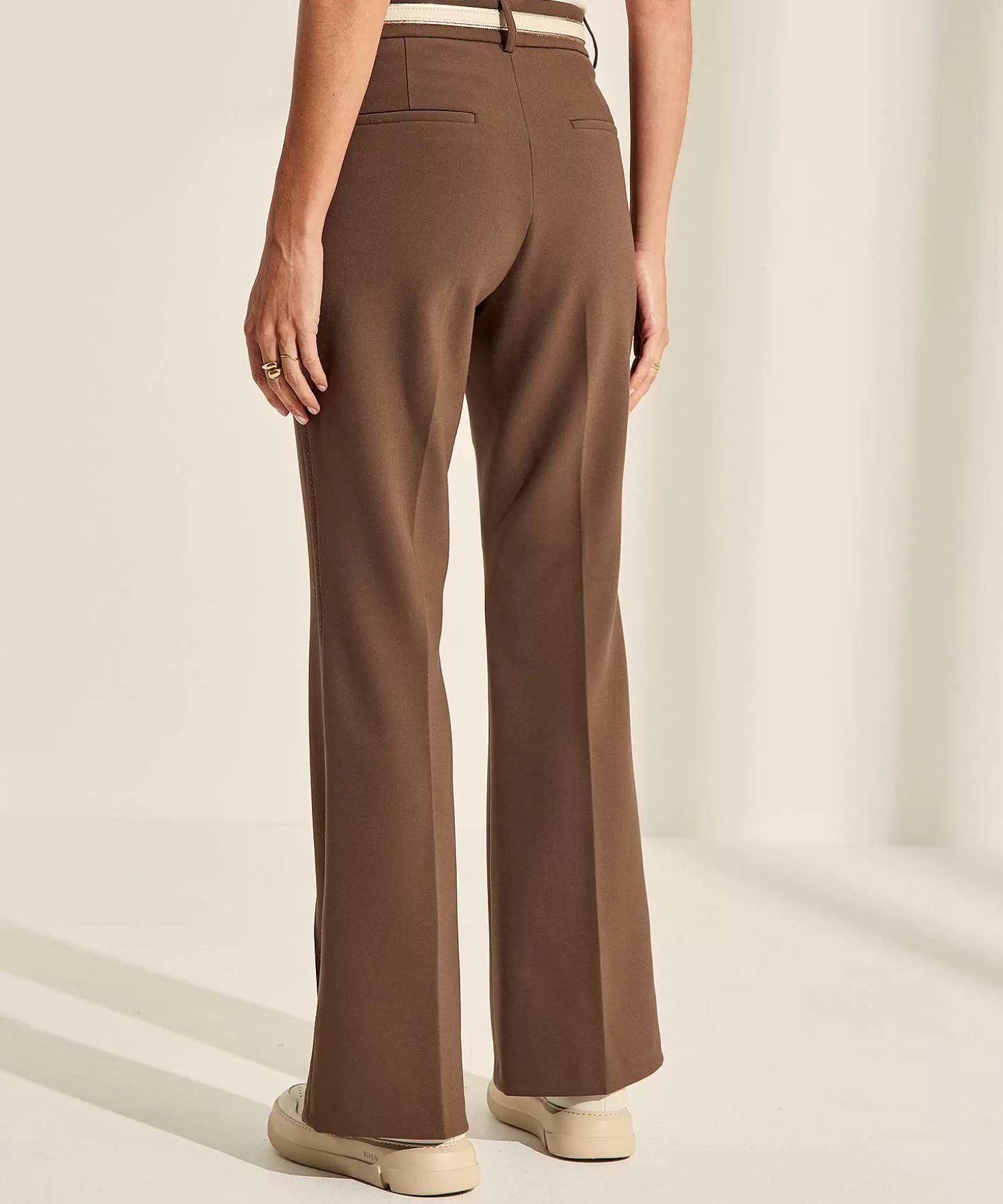 Cambio Flared Pantalon Pintucks Fawn Cheap