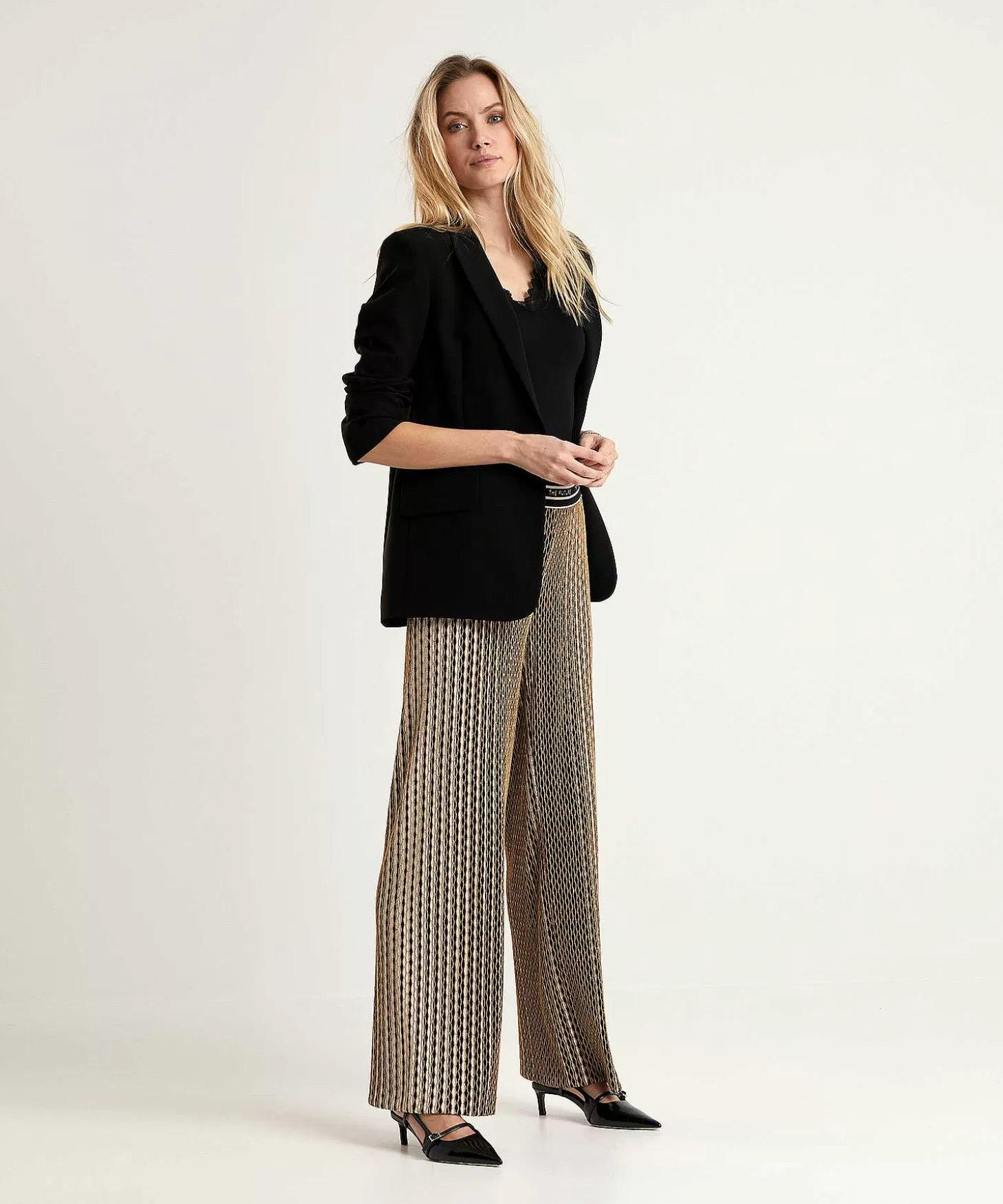 Cambio Wide Leg Broek Met Lurex Allison New