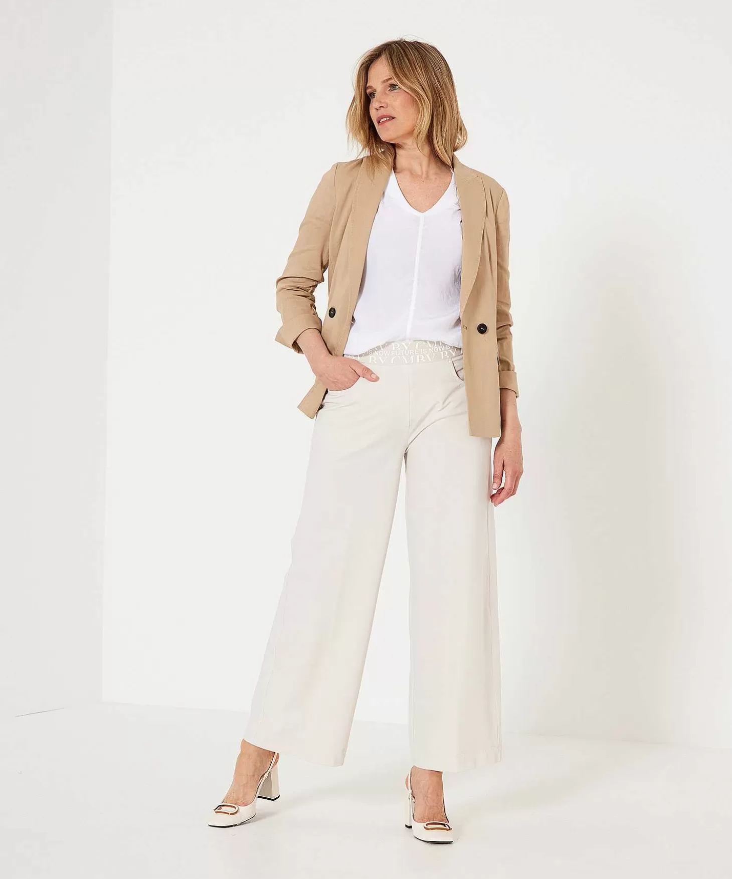 Cambio Wide Leg Broek Travelstof Amber Cheap