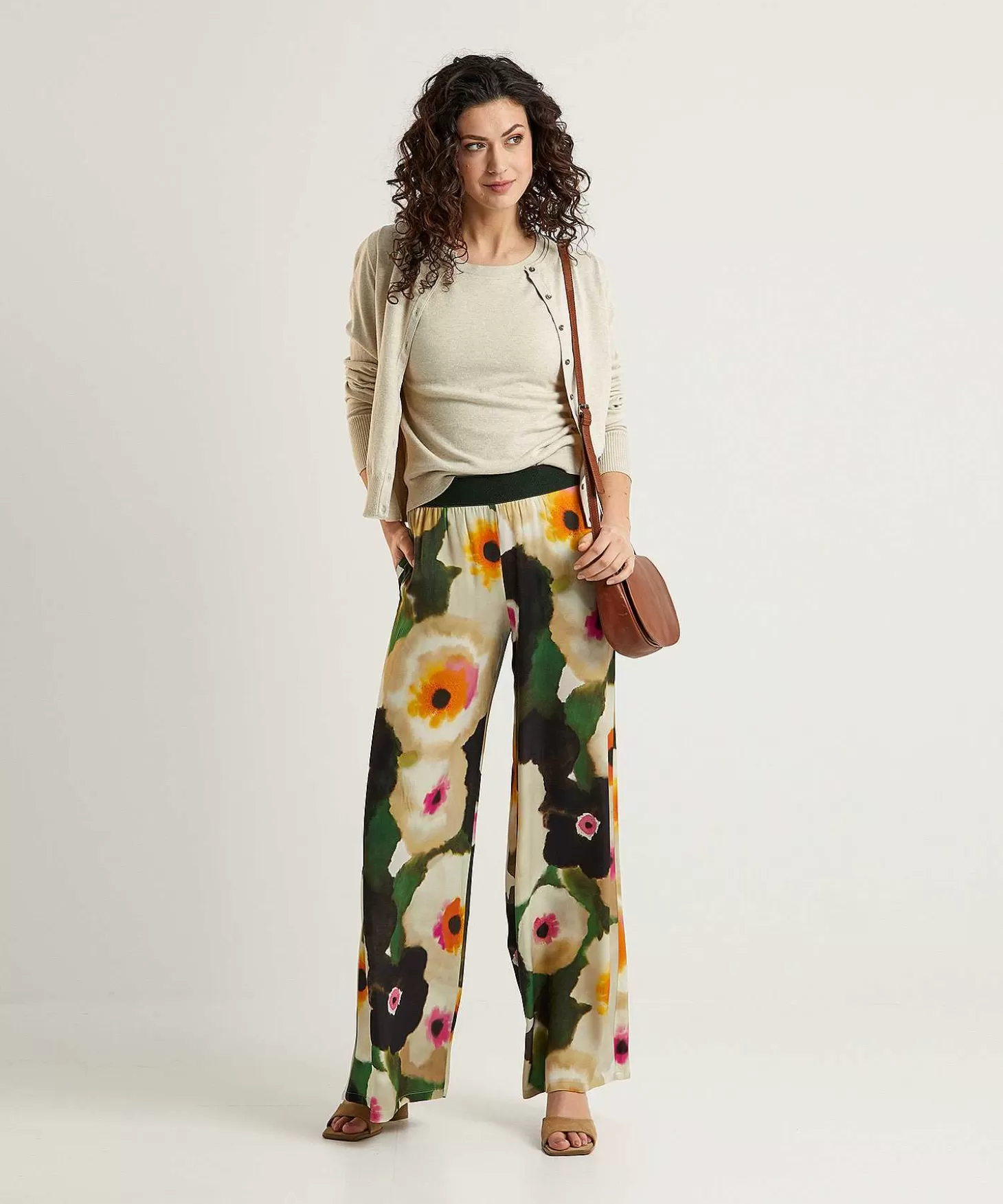 Caroline Biss Silky Palazzo Broek Fancy Flower Best