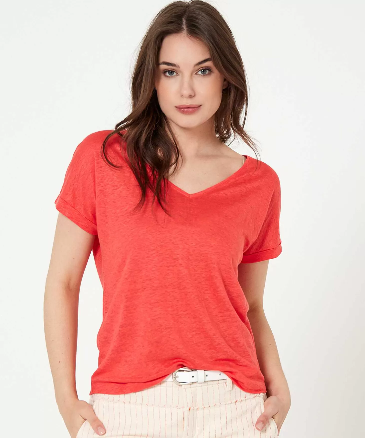 GIULIA E TU Linnen Shirt V-Hals Cheap