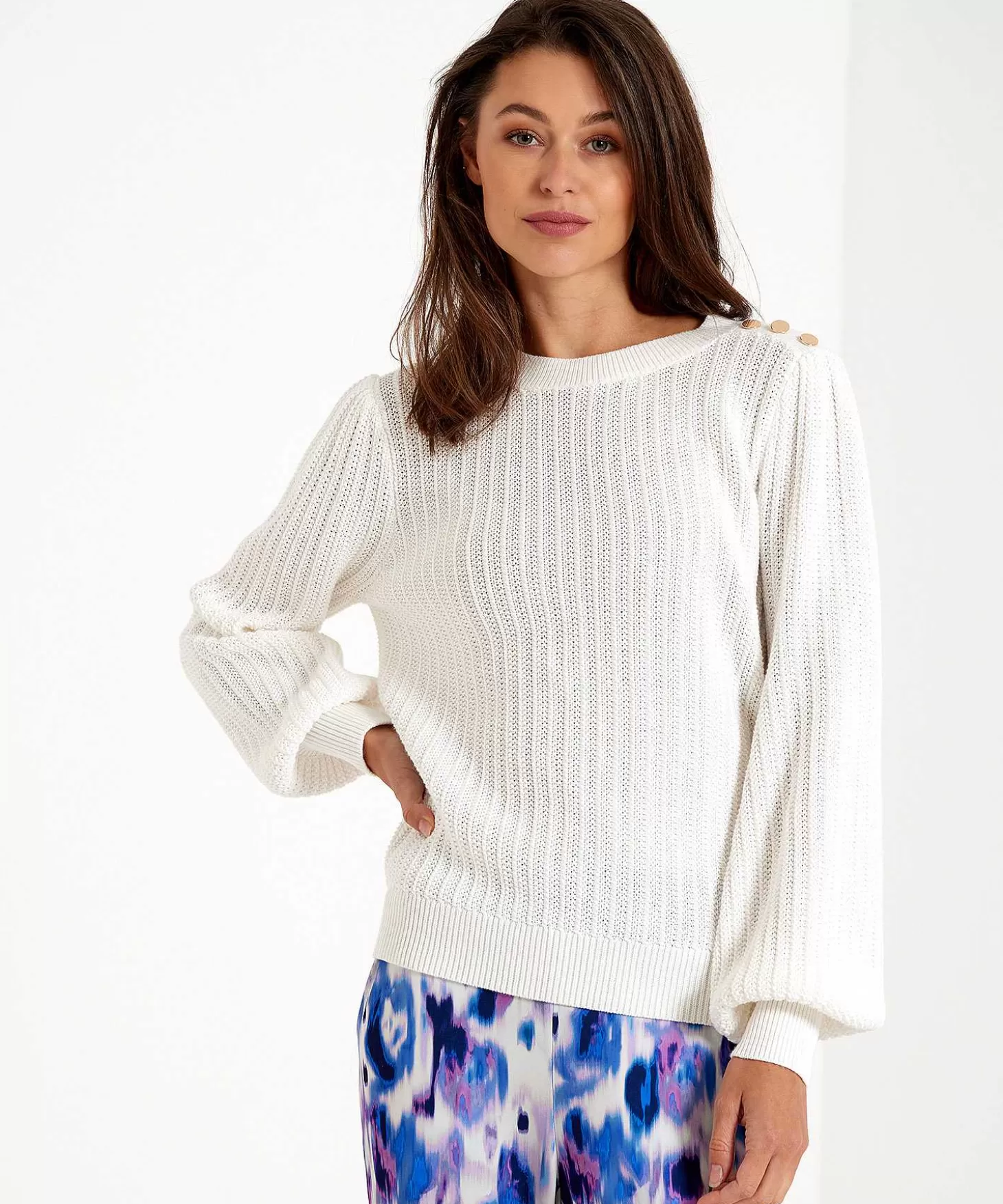 GIULIA E TU Trui Fancy Knit Knoopjes Discount