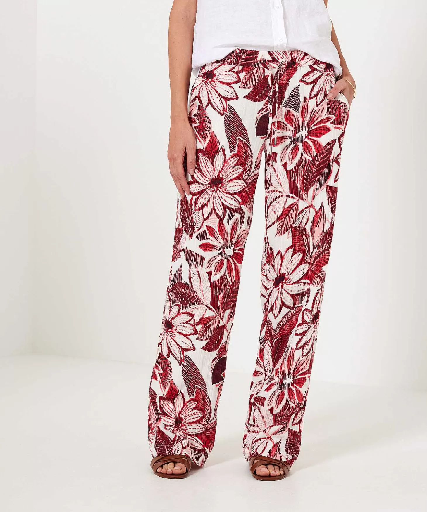 KYRA Broek Red Flower Linza New