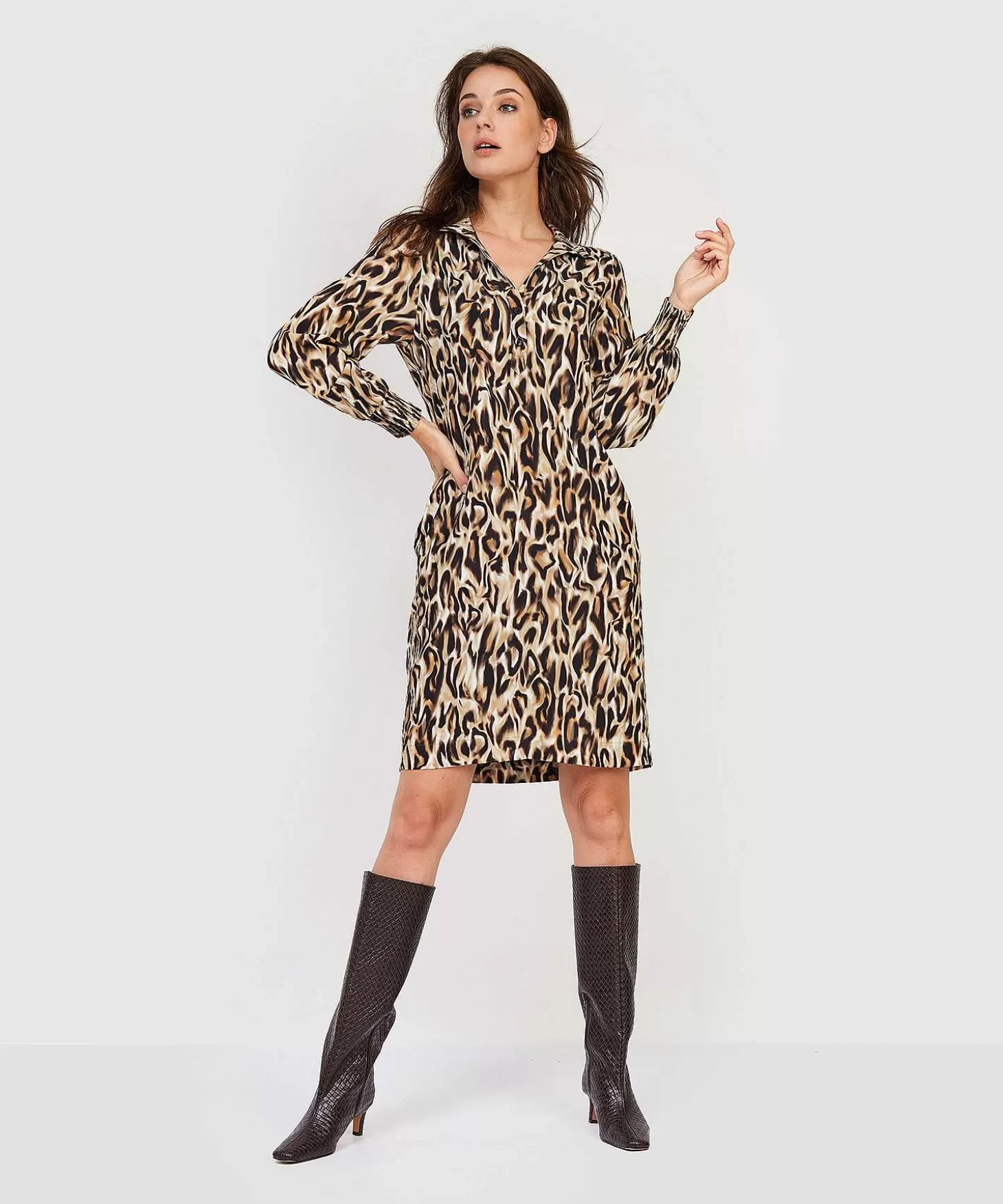 KYRA Crepe Jurk Animalprint Britta Best