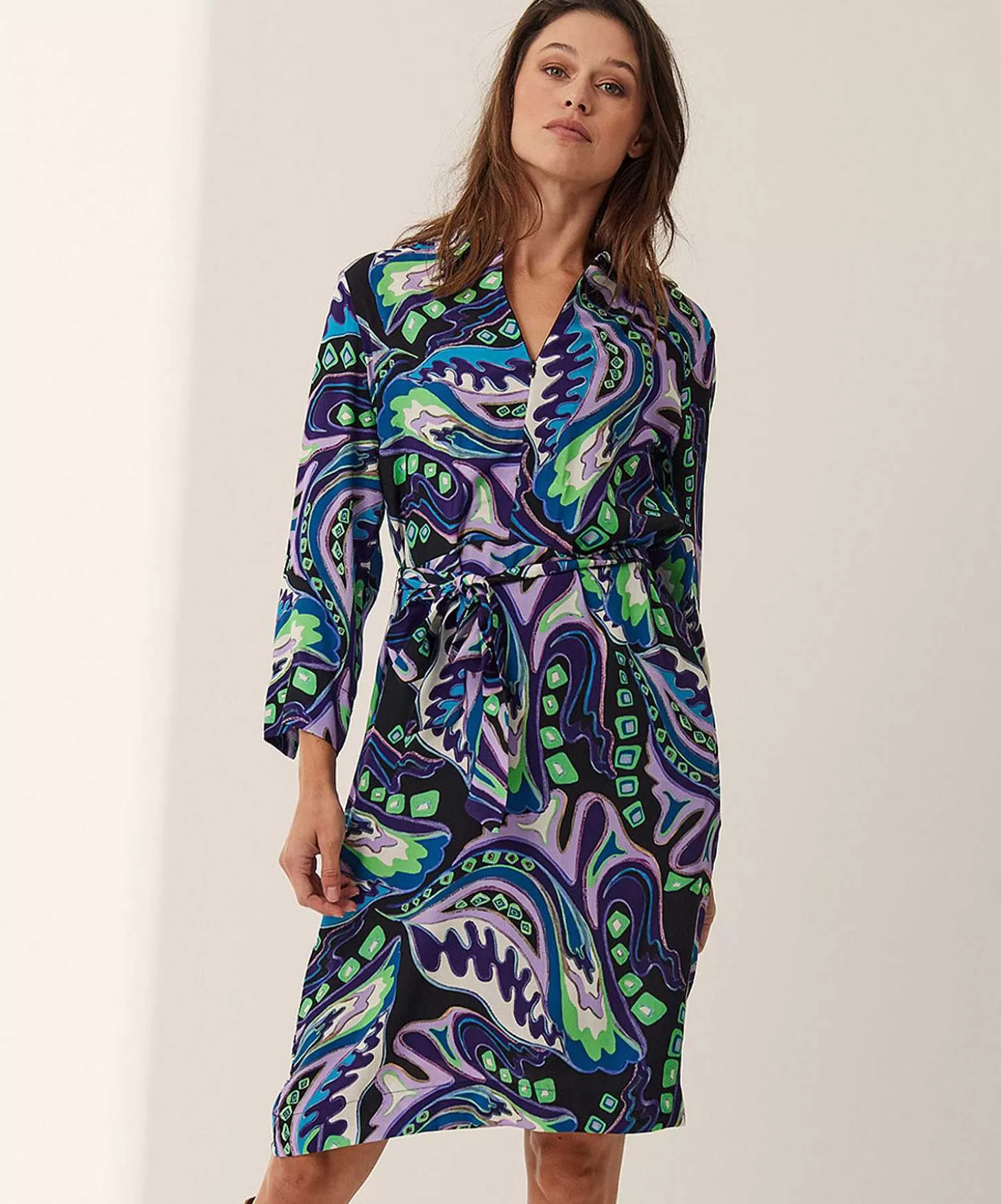 KYRA Jurk Met Ceintuur Multicolor Isra Outlet