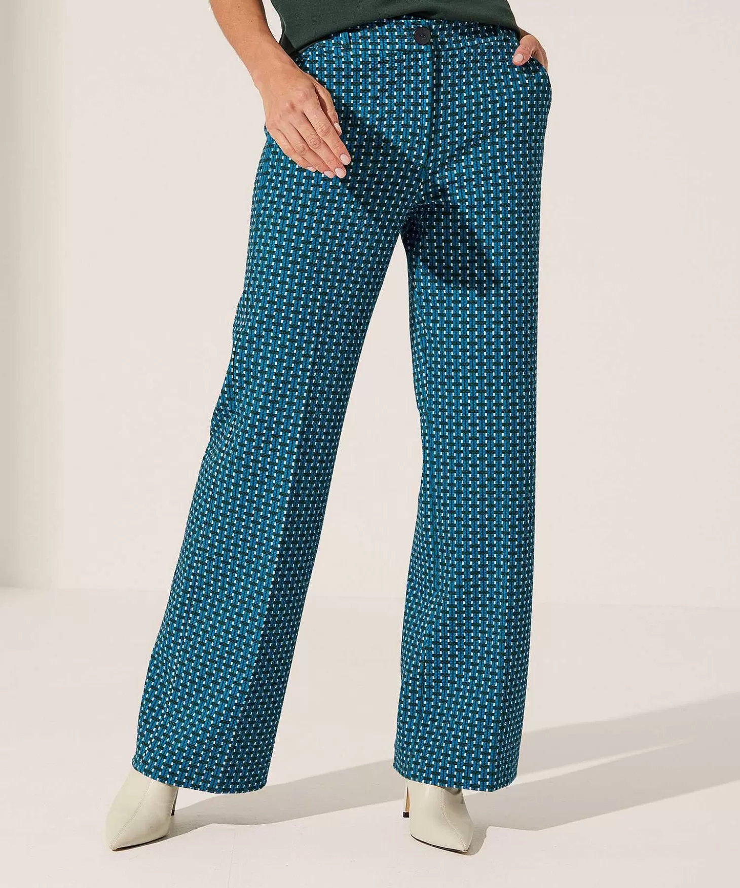 KYRA Multicolor Structuur Wide Leg Broek Ferris Store