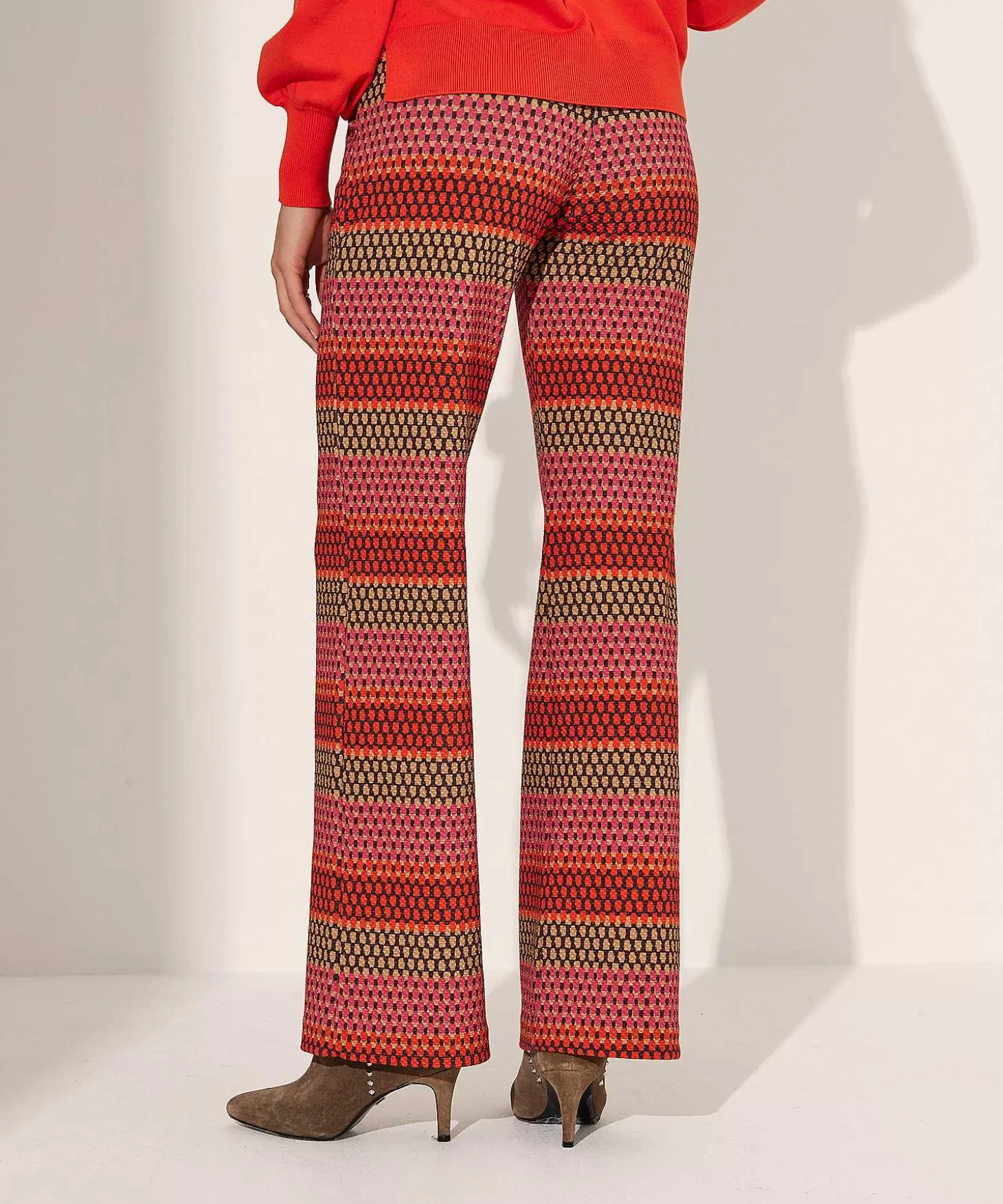 KYRA Multicolor Structuur Wide Leg Broek Ferris Flash Sale