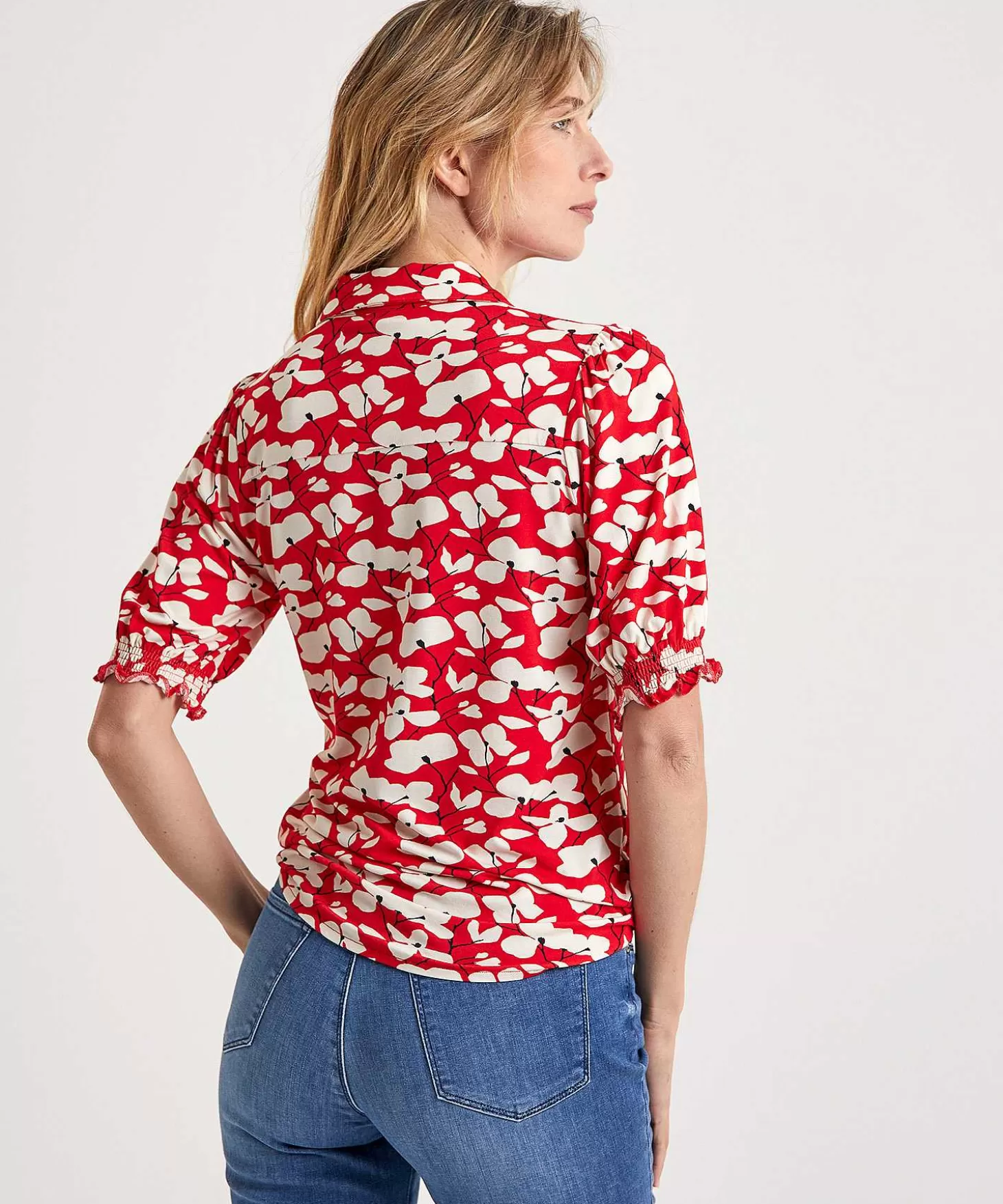 KYRA Shirtblouse Pofmouw Red Flower Rosanne Hot