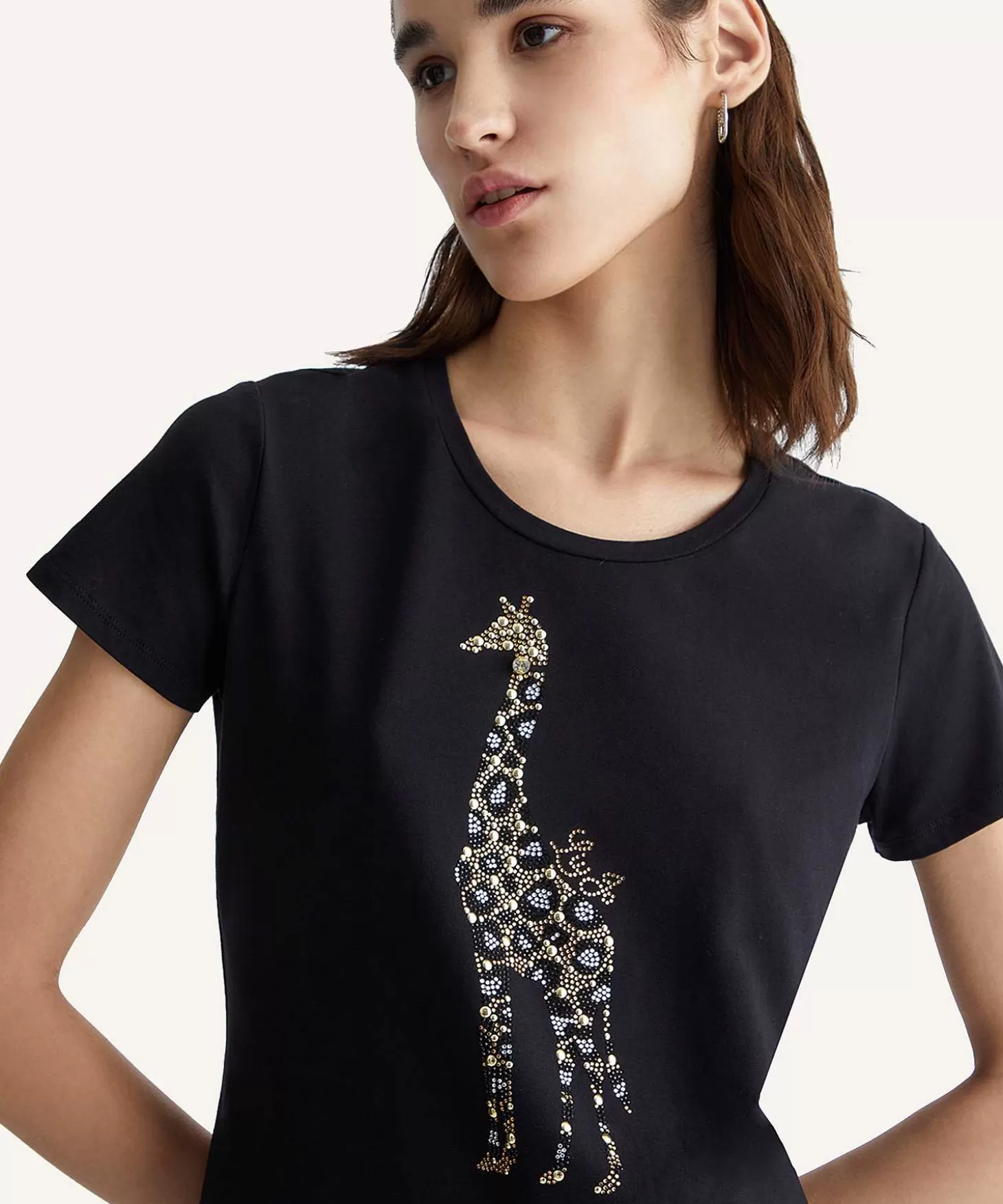 LIU JO T-Shirt Giraffe Strass Cheap