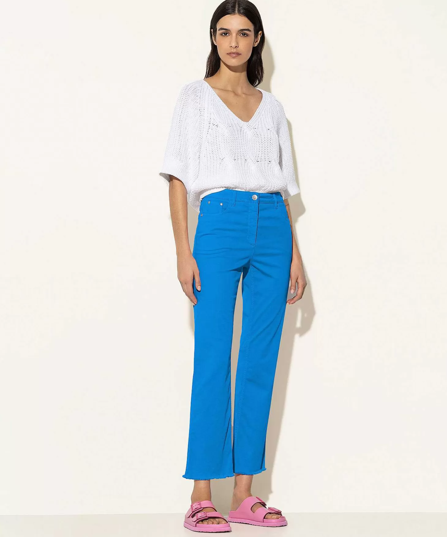 Luisa Cerano Kick Flare Broek Soft Cotton Hot