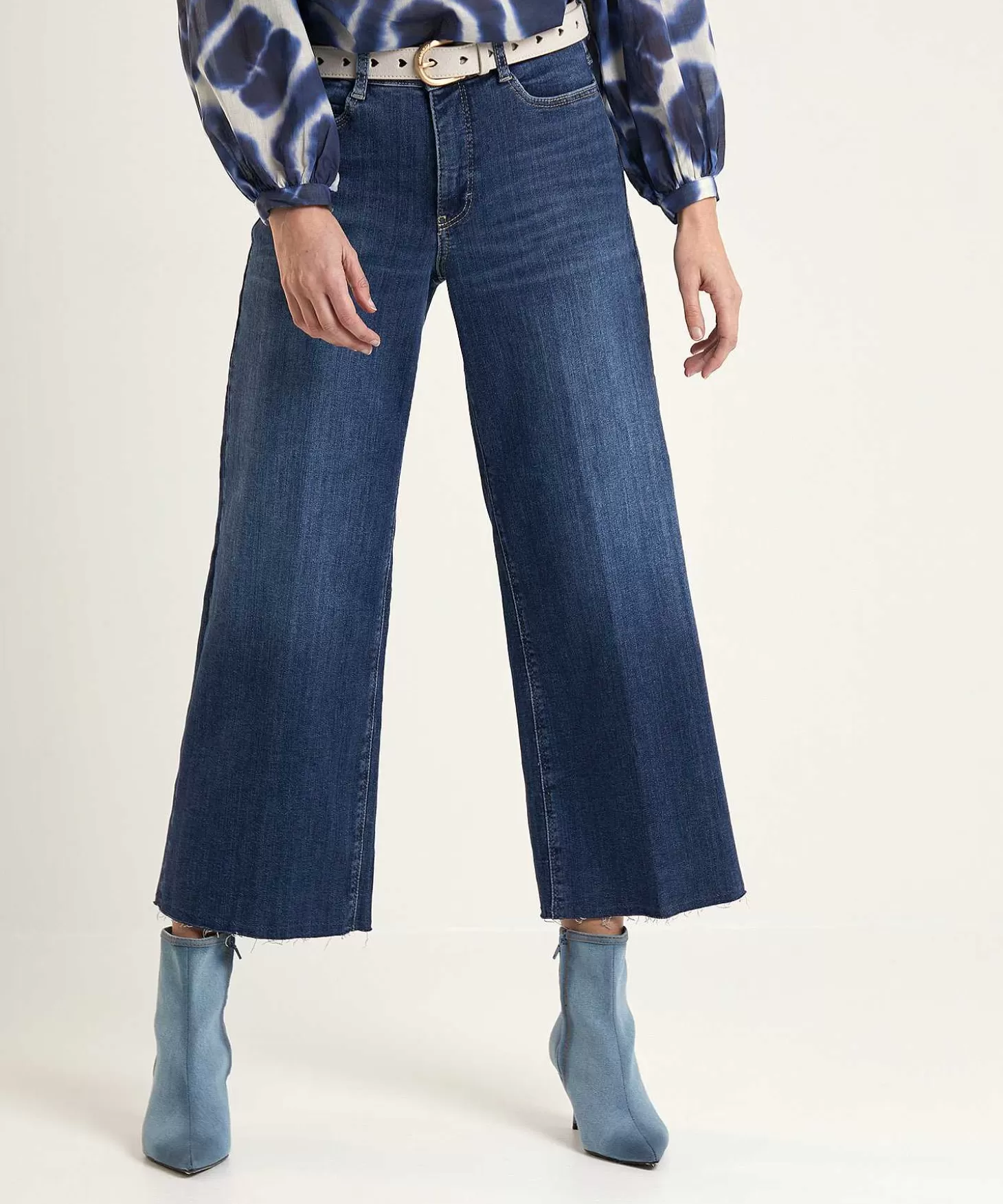 MAC Jeans Cropped Wide Leg Jeans Dream Wide New