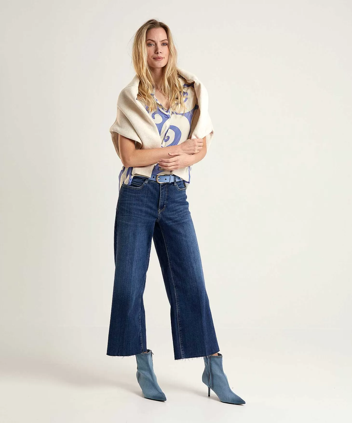 MAC Jeans Cropped Wide Leg Jeans Dream Wide New