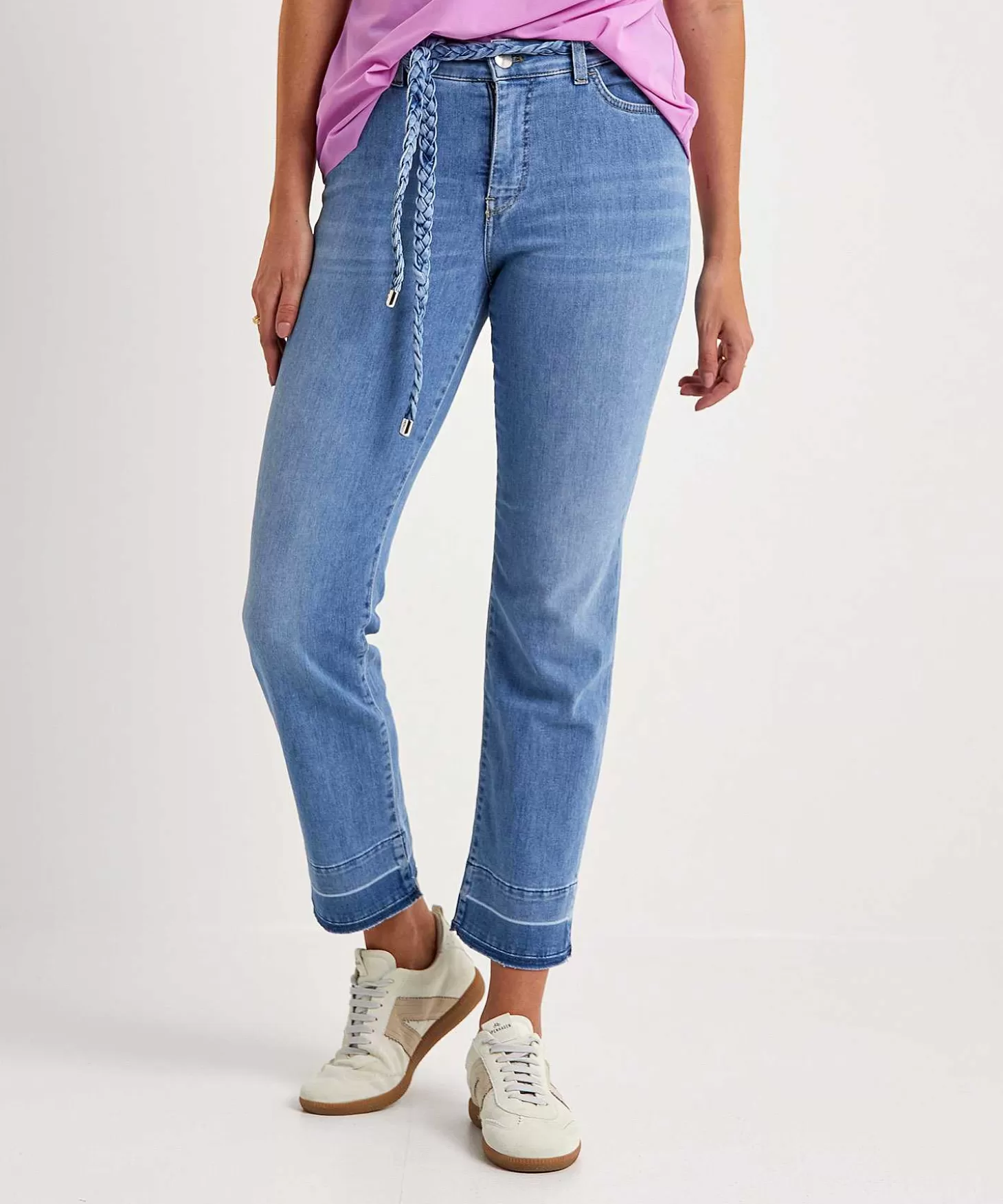 Marc Cain Collections Marc Cain Kick Flare Jeans Met Vlechtceintuur Fyli Discount