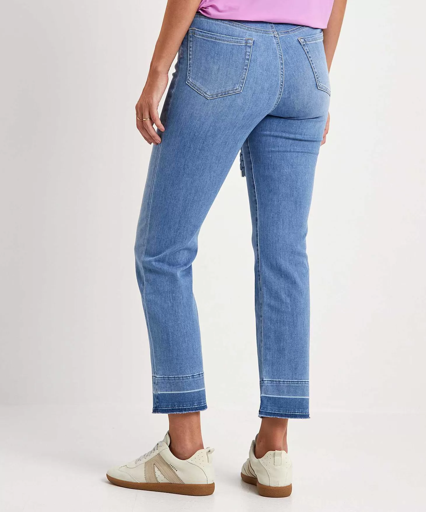 Marc Cain Collections Marc Cain Kick Flare Jeans Met Vlechtceintuur Fyli Discount