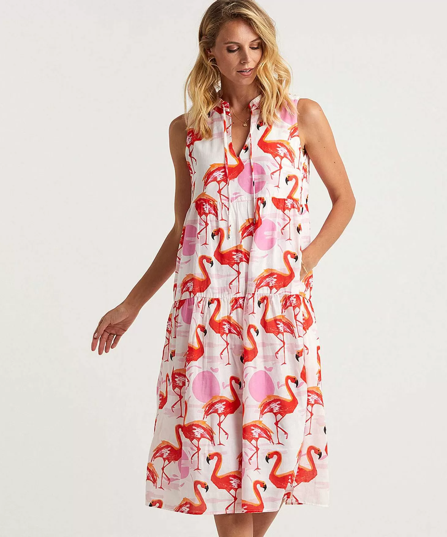 Marc Cain Additions Marc Cain Mouwloze Jurk Flamingo Flash Sale