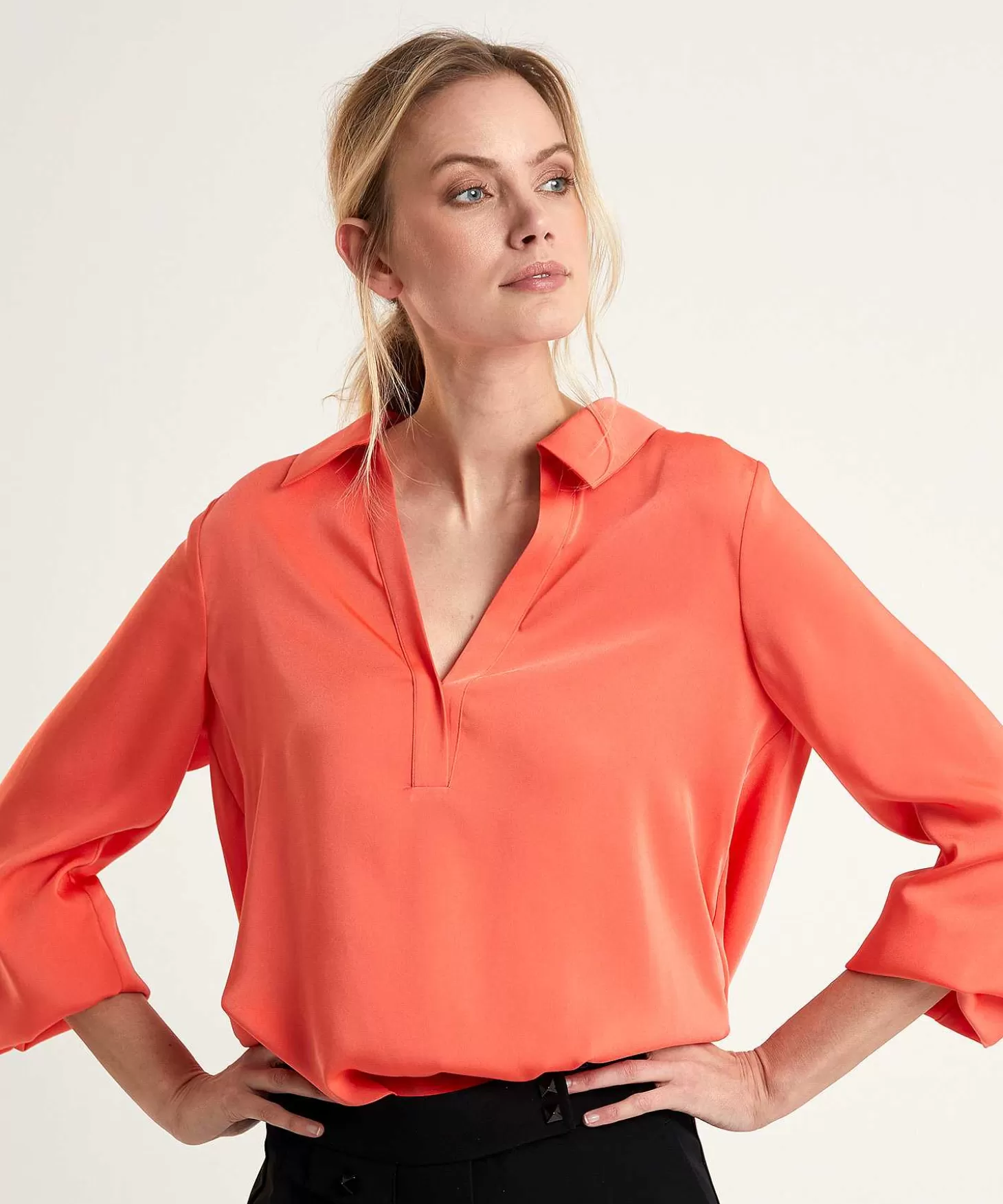 Marc Cain Collections Marc Cain Silky Blouse Polokraag Fashion