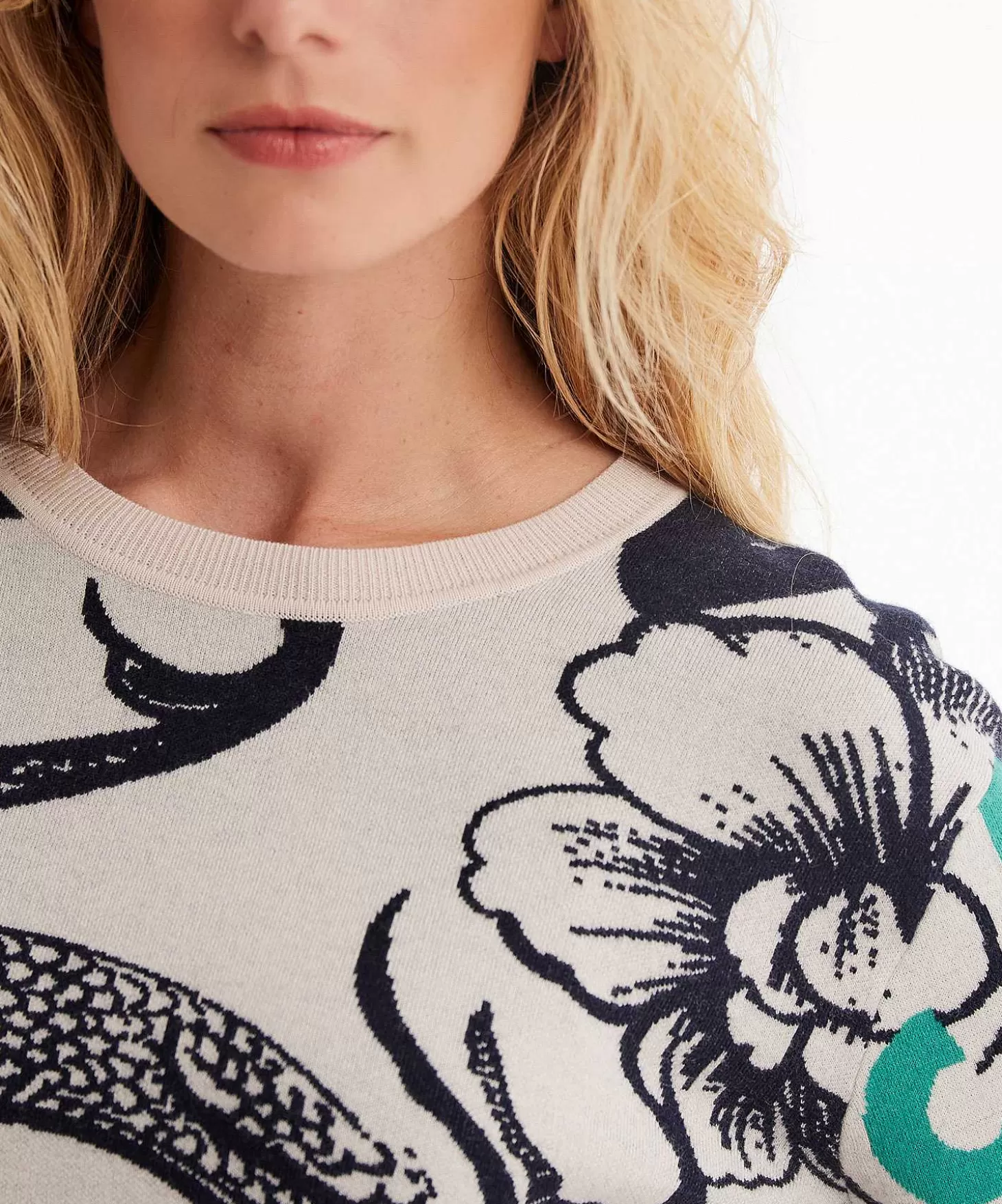 Marc Cain Sports Jacquard Trui Met Bloemenprint En Bies Hot