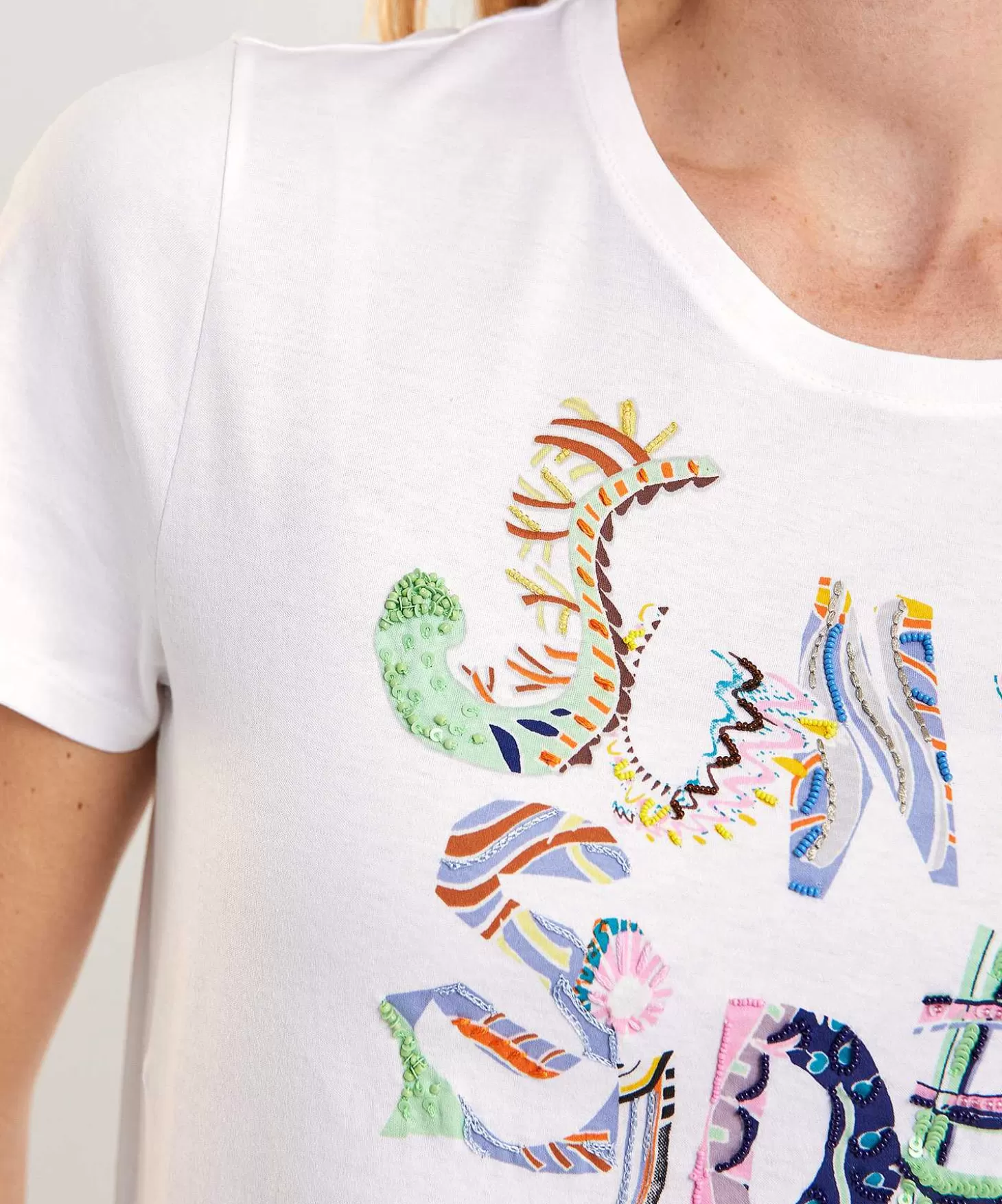 Marc Cain Collections Marc Cain T-Shirt Multicolor Letterprint Discount