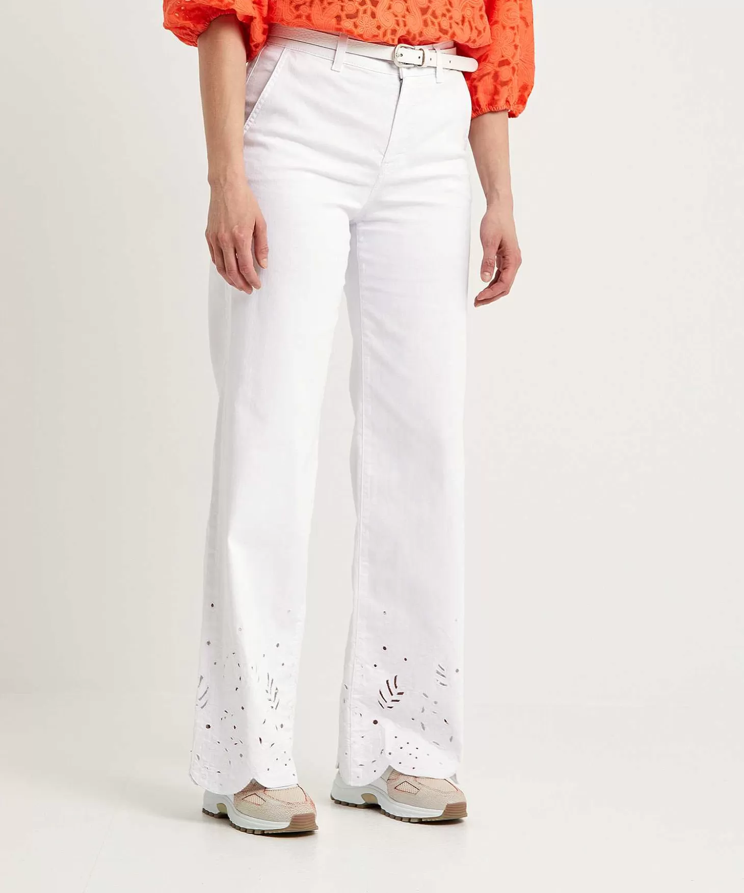 Marc Cain Collections Marc Cain Wide Leg Broek Met Broderie Warri Hot