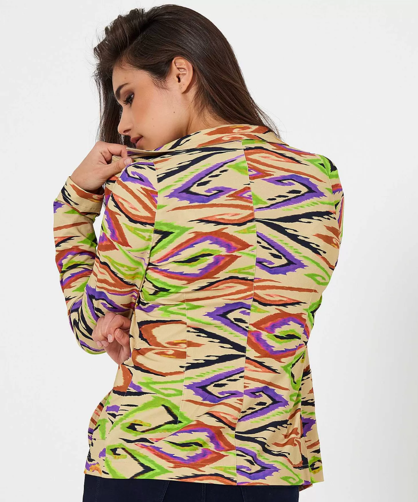 ML Collections Slinky Blazer Swirl Print Cheap