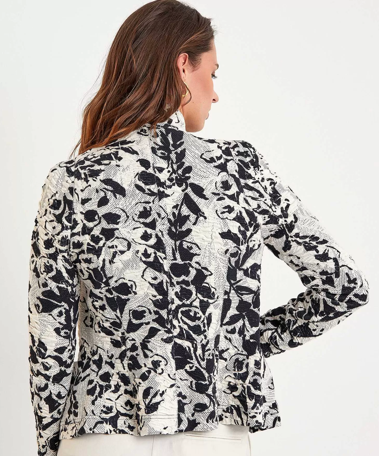 ML Collections Structuur Blazer Bloemen Zwart Wit Best