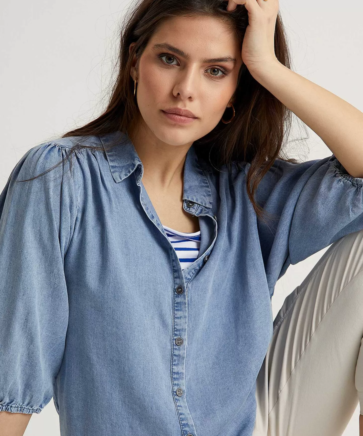 Moscow Soft Denim Blouse Jordy Clearance