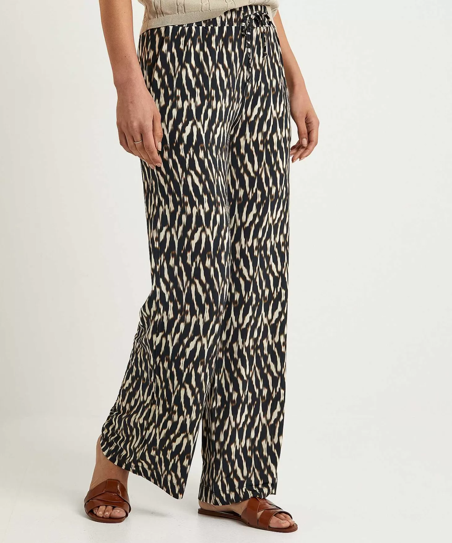 No Man's Land Slinky Palazzo Broek Blurry Print Fashion