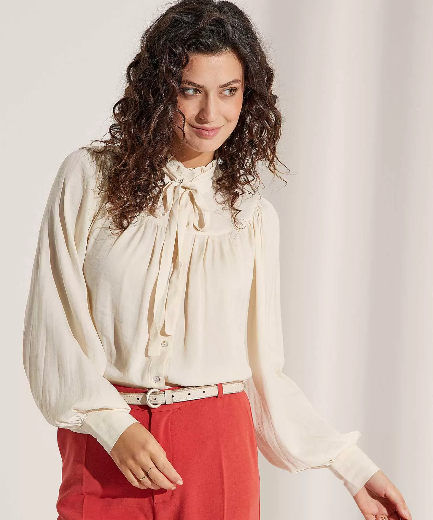 Summum Blouse Drapey Satin Met Strik Flash Sale