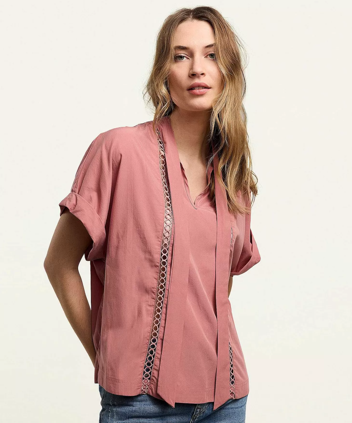 Summum Blouse Opengewerkt Met Strik Online