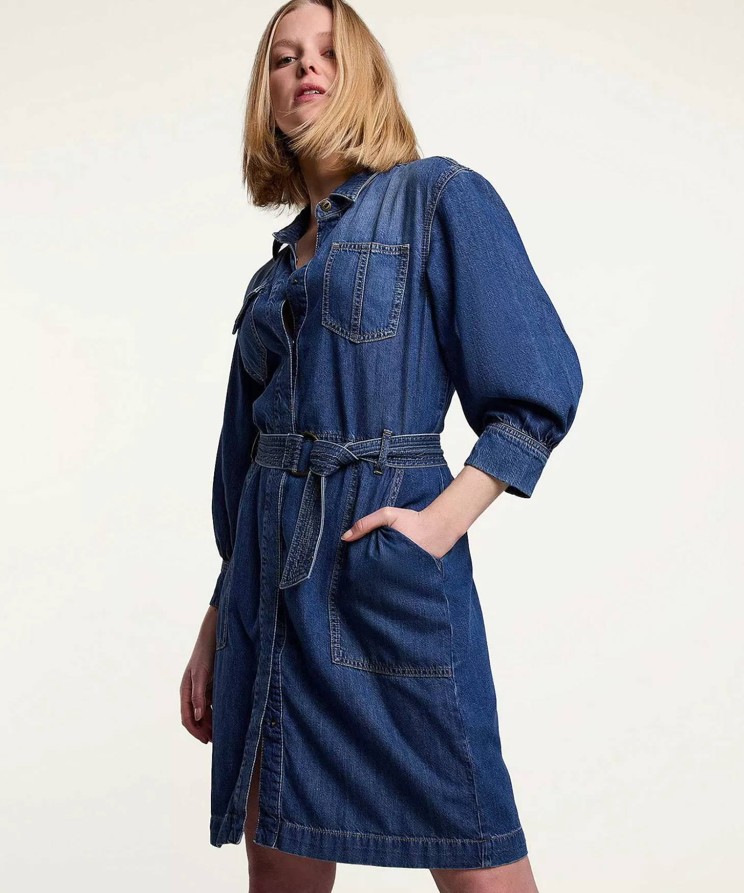 Summum Denim Jurk Met Riem Best Sale