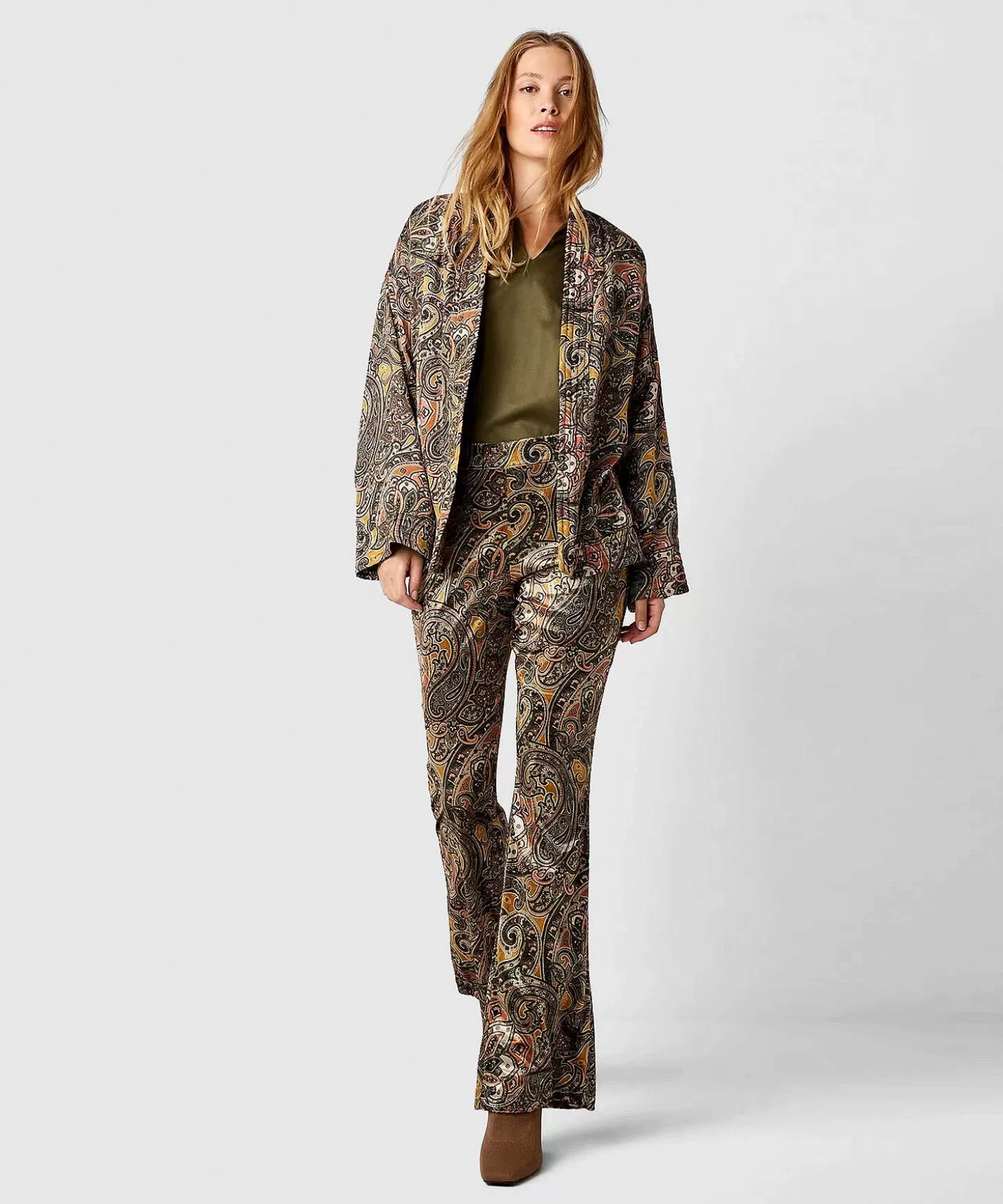 Summum Flared Broek Paisley Velvet Outlet