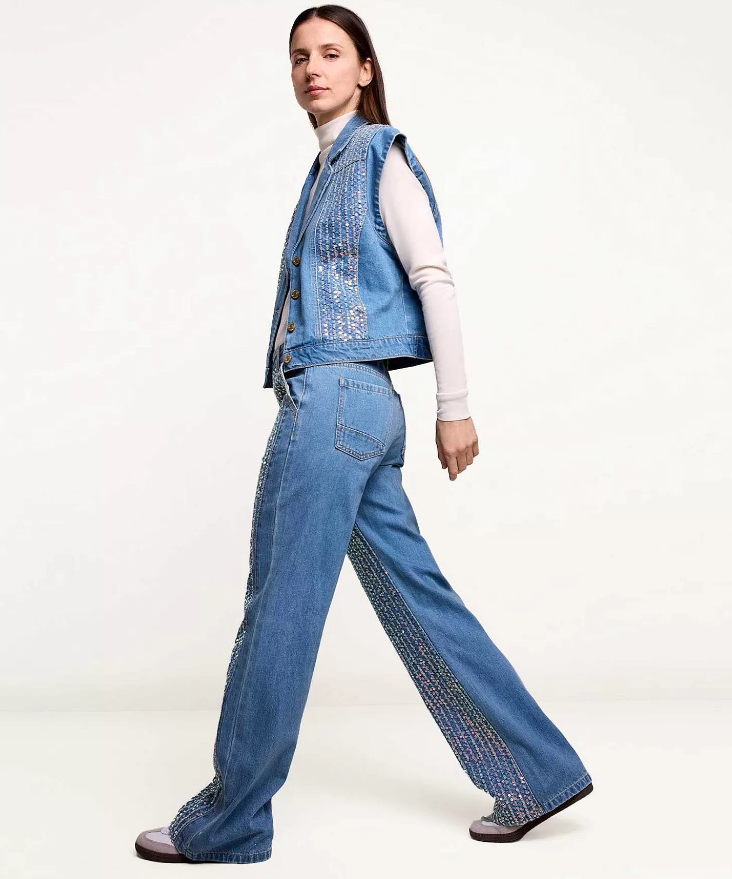 Summum Wide Leg Jeans Met Pailletten Alya Cheap